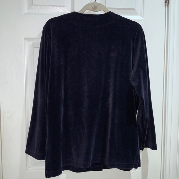 Talbots Petites cotton blend velour jacket Sz MP button front side vents vintage - Picture 4 of 8